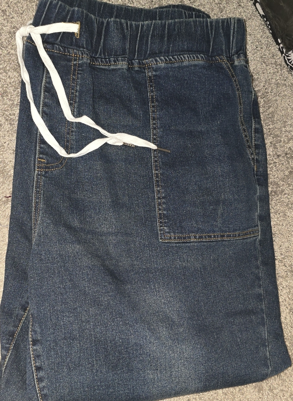BloomChic Dark Blue Denim Skirt with White Drawstring